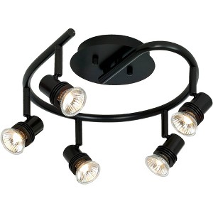 Pro Track Spiral 5-Head LED Ceiling Track Light Fixture Kit Spot Light GU10 Directional Adjustable Black Modern Kitchen Bathroom Dining 15 3/4" Wide - 1 of 4