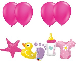 LoonBalloon Baby Girl Air-Fill Balloon Garland 2-Pack with 4 Latex Balloons | Adorable Party Decoration - 1 of 3