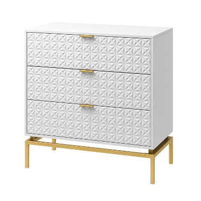 Vico 31'' Tall Modern Water Resistant Storage Cabinet Set with Embossed Pattern 3 Drawer Bachelor's Chest |KARAT HOME