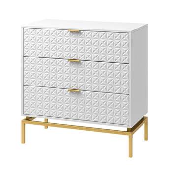 Vico 31'' Tall Modern Water Resistant Storage Cabinet Set with Embossed Pattern 3 Drawer Bachelor's Chest |KARAT HOME