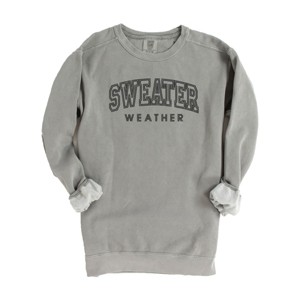 Simply Sage Market Embroidered Sweater Weather Garment Dyed Sweatshirt - 1 of 4