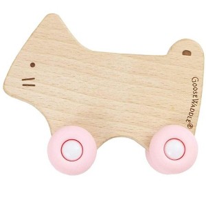 GooseWaddle Silicone + Wood Teether with Wheels (4 months +) - 1 of 4
