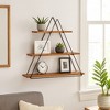 Multi-Tier Floating Shelves for Home, Office, Bedroom, Living Room - Triangle Design - Metal & Wood - Modern Rustic Wall Decor & Organizer - 2 of 4