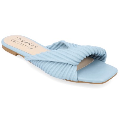 Journee Collection Womens Emalynn Slip On Slide Flat Sandals