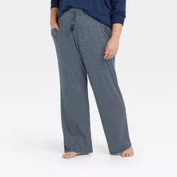 Women's Plus Size Striped Beautifully Soft Pajama Pants - Stars Above™ Blue 4X