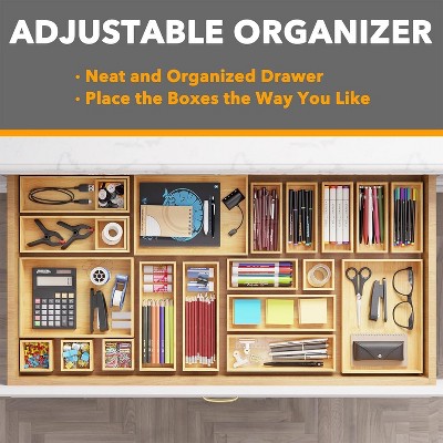 SpaceAid 21-Piece Bamboo Drawer Organizer Set – Multi-Use Divider Bins for Kitchen, Bathroom, Office, and Makeup Storage, Natural — фото 4