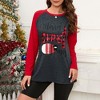 Merry Christmas Sweatshirts For Women Pattern Cute Long Sleeve Raglan Baseball Pullover Top - 3 of 4
