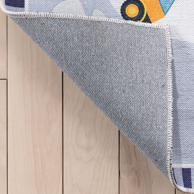 Well Woven Construction Vehicles Playmat Apollo Kids Collection Grey Multi Area Rug, 6 of 11