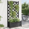vidaXL Raised Flower Box with Trellis - Black Solid Fir Wood Outdoor Planter for Garden, Patio, Balcony - Spacious Rectangular Garden Bed - 2 of 4
