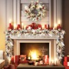 CuisinSmart Christmas Garland, 6 Ft Pre-Lit Christmas Garland Decorations with Ribbon Bows, Ball Ornaments - 2 of 4