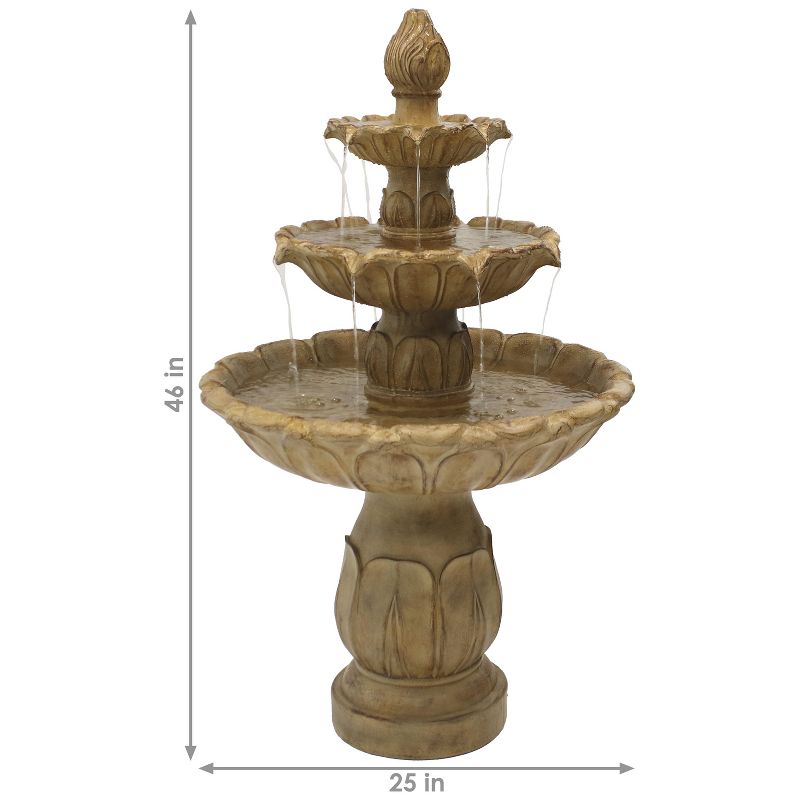 Sunnydaze 46"H Electric Polystone 3-Tier Classic Tulip Outdoor Water Fountain, 5 of 15