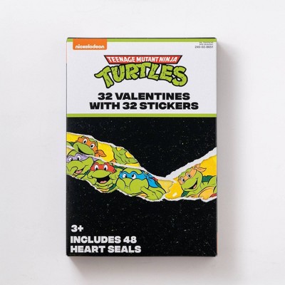 Paper Magic 32ct Teenage Mutant Ninja Turtles Deluxe Sticker Valentine's Day Cards Exchange