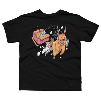 Boy's Design By Humans Christmas santa cat By ArtStyleAlice T-Shirt