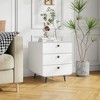 Fontoi Decorative Storage Cabinets, Modern Storage Cabinet with 3 Drawers, Night Stand with Legs for Living Room Bedroom, White, 17.72"*19.69"*15.75" - 3 of 4