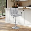 Yaheetech PU Leather Swivel Bar Stool Adjustable Seat Height for Dining Room, Bar Counter, Light Gray - 2 of 4