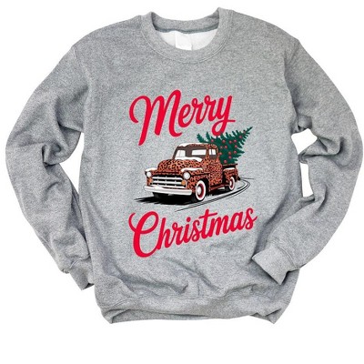 Simply Sage Market Women's Graphic Sweatshirt Christmas Leopard Truck
