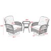 SKRAN Set of 3 Outdoor Patio Chairs, 360 Degree Swivel Rocker Patio Conversation Set with Thickened Cushions and Coffee Table for Backyard - 3 of 4