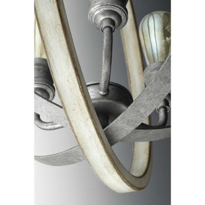 Galvanized and Antique White 6-Light Globe Pendant