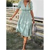 Women's Short Sleeve Striped Dress | Rustic Cottagecore A-Line Midi Dress - 3 of 4