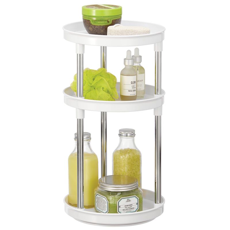 mDesign Spinning Tall 3-Tier Makeup Storage Center Tray, 1 of 5