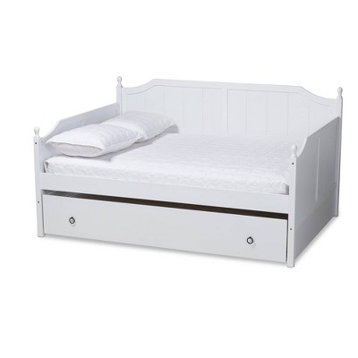 Full Millie Wood Daybed With Trundle White Baxton Studio Target