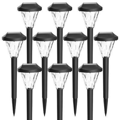 GIGALUMI 10 Pack Solar Garden Lights, Waterproof Outdoor Solar Pathway Lighting for Lawn and Walkway, Warm White Solar Powered Decor for Porch