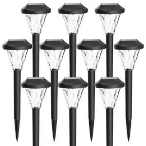 GIGALUMI  Solar Powered Pathway Lights, Waterproof Outdoor Solar Lights for Garden and Landscape, Warm White, 10 Pack - 1 of 4