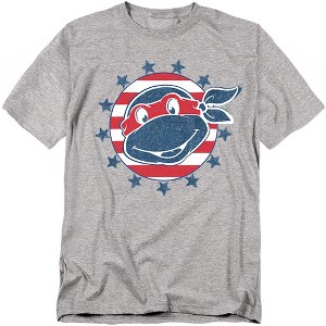 Teenage Mutant Ninja Turtles 4th Of July Headshot Adult T Shirt  Athletic Heather  X Large - 1 of 4