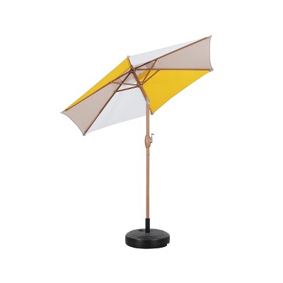 MaseiKar 7.5FT Outdoor Patio Umbrella Market Table Sun Shade – Tilt Crank, 6 Steel Ribs, Contrast Color Canopy, Heavy-Duty for Deck, Backyard, Garden
