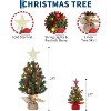 Small Christmas Tree with Top Star & Lights, Tabletop Artificial Pine Tree with Red Berries & Pine Cones - 2 of 4