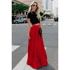 Women's High Waist Skirt, Flowy Chiffon Pleated Maxi Skirt Red - 3 of 4