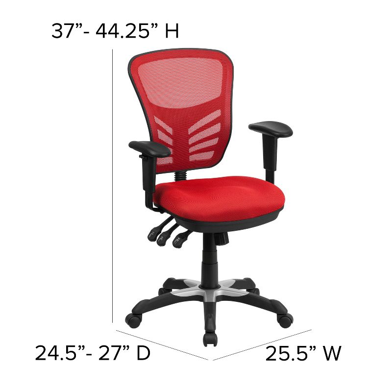 Emma and Oliver Mid-Back Mesh Triple Paddle Swivel Ergonomic Office Chair with Adjustable Arms, 4 of 12
