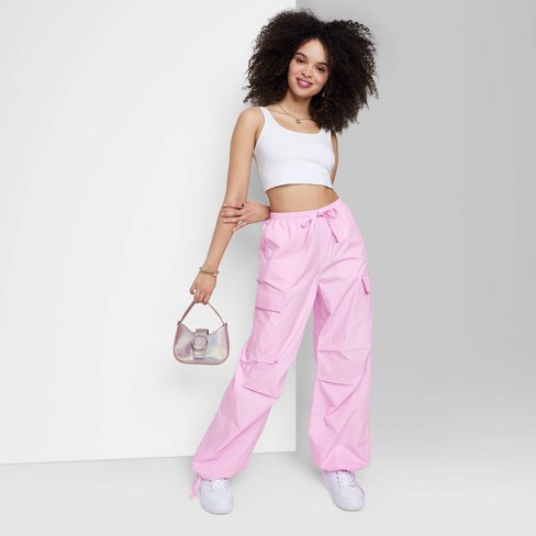 Women's Low-rise Parachute Cargo Pants - Wild Fable™ Light Pink Xl : Target