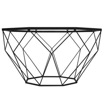 Malibu 29" Black Geometric Glass Top Coffee Table