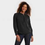 Women's Long Sleeve Denim Button-Down Shirt - Knox Rose™ Charcoal Gray