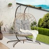 JUJABU Double Outdoor Rattan Hanging Chair with Cushions, Suitable for Balcony, Terrace and Garden Leisure - 3 of 4