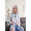Slickblue Women's Zip-Up Hoodie with Feather and Tie-Dye Print, Plaid Hood Detail, Sage Pink, Size S-L - 2 of 4