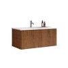 36" Wall Mounted Floating Bathroom Vanity With Ceramic Sink Striped Walnut Bathroom Vanity No Drain And Faucet - 2 of 4