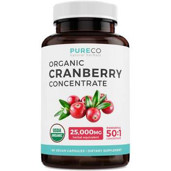 Pure Co Organic Cranberry Concentrate Capsules, Urinary Tract Support, 60ct