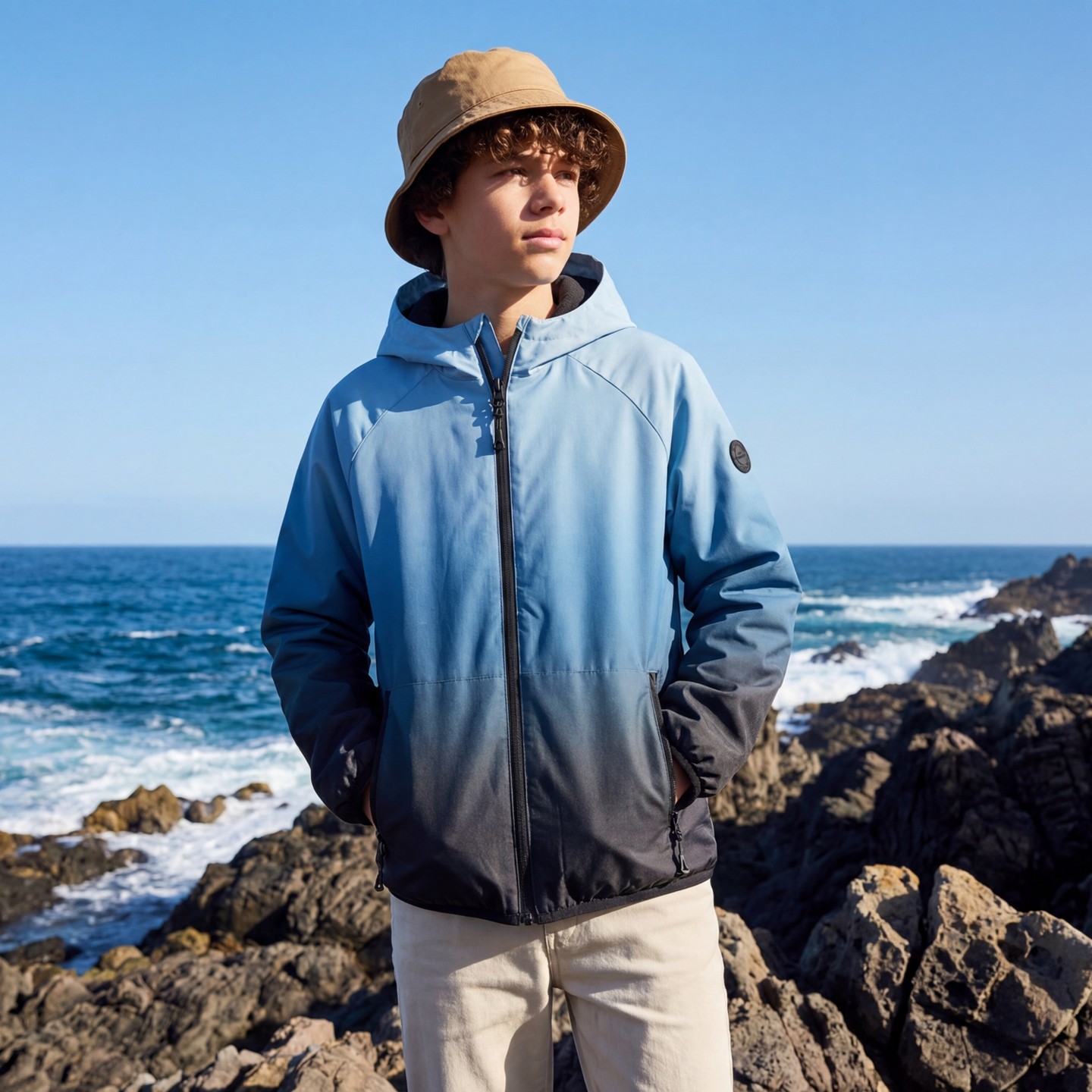 Куртка Rokka&Rolla Ombré Windbreaker Fleece Lined Jacket-Navy для мальчиков, цвет: Тёмно-синий — фото 4
