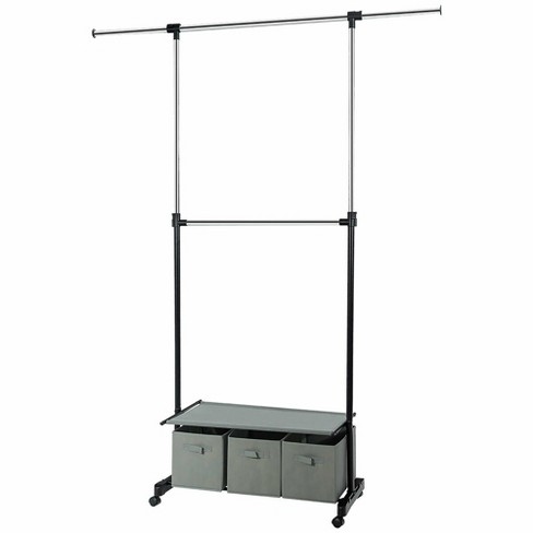 Costway 2 Rod Adjustable Garment Rack Rolling Clothes Organizer W Shelf Storage Boxes Target