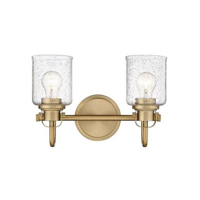 Heirloom Gold 2-Light Vanity with Clear Seeded Glass Shade