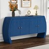 Storage Cabinet with Four Doors, Curved Legs, Built-in Shelves and Ash Veneer Finish for Entryway, Hallway or Living Room-The Pop Home - 2 of 4