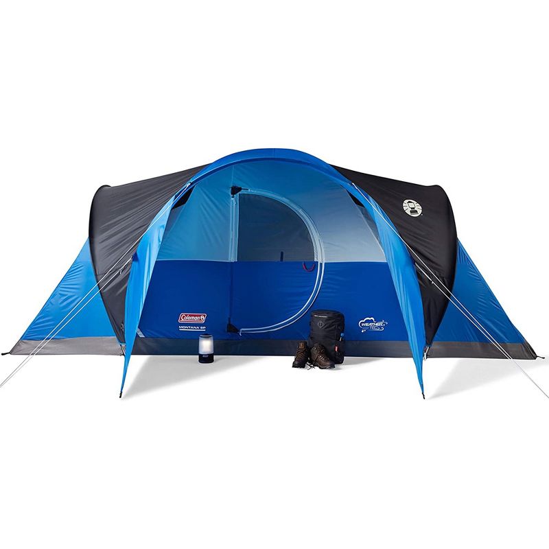 Coleman Montana Spacious 8 Person Outdoor Cabin Family Camping Tent with Hinged Door, Interior Storage Pockets, Awning, and WeatherTec Design, Blue, 5 of 7