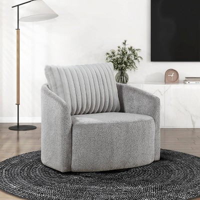 CAVINAS Chenille Swivel Accent Chair with Curved Backrest and Back Pillow,Modern Upholstered Living Room Chairs,Reading Chairs for Living Room