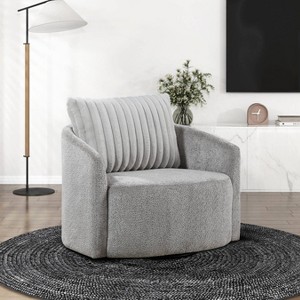 CAVINAS Chenille Swivel Accent Chair with Curved Backrest and Back Pillow,Modern Upholstered Living Room Chairs,Reading Chairs for Living Room - 1 of 4