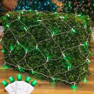 Novelty Lights 100 Light Warm White LED Christmas Net Lights Christmas Decorations Green Wire 4' X 6' - 1 of 4