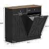Acekool 20 Gallon Double Tilt-Out Trash Cabinet with Hidden Drawers, Pet-Proof Wood Trash Can and Laundry Hamper for Kitchen & Living Room - 3 of 4