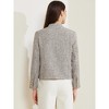 Allegra K Women's Tweed Stand Collar Long Sleeve Cropped Blazer Jacket - 4 of 4