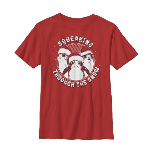 Boy's Star Wars The Last Jedi Christmas Snow Porg T-Shirt - 1 of 3